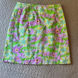 Vintage Lilly Pulitzer White Label Croc Monsieur Skirt, Pink & Green, 4, EUC!